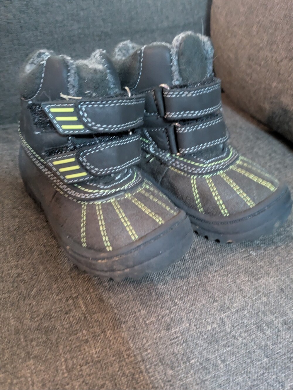 OshKosh B'gosh Black Boots with Neon Green Accents